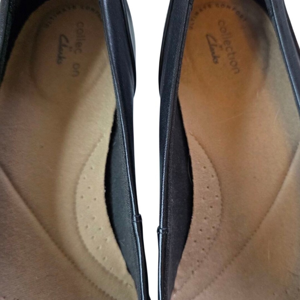Clarks Black Leather Pumps Heels Womens 9.5 M 261587314070 - Picture 6 of 7